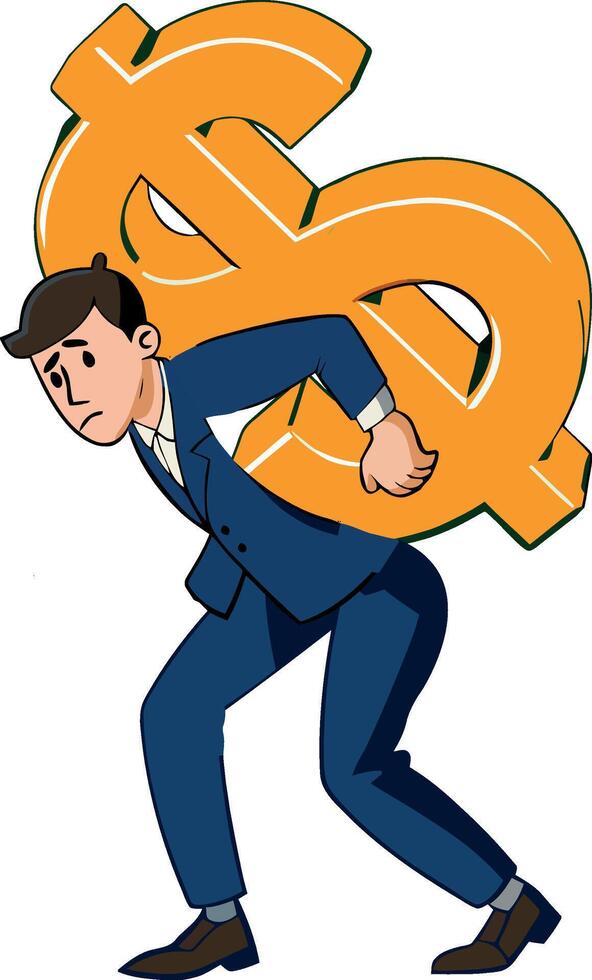 A cartoon man carrying a large dollar sign vector
