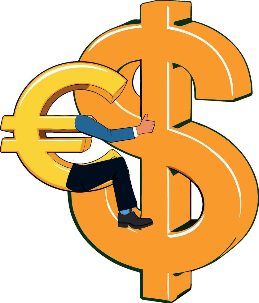 Man on the euro sign vector
