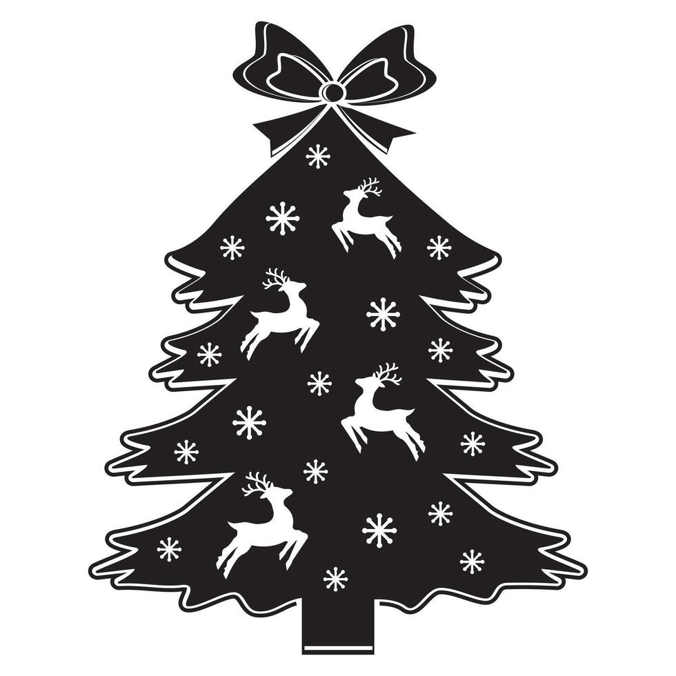 Christmas tree with a pattern of Christmas reindeer vector