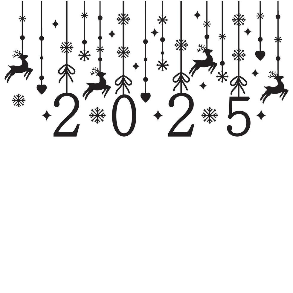 Hanging Christmas garland 2025 with reindeer isolated on a white background vector