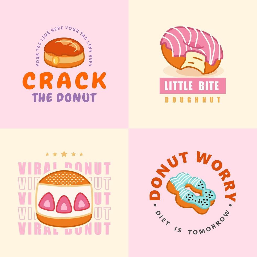 logo branding of hand drawn donuts store vector