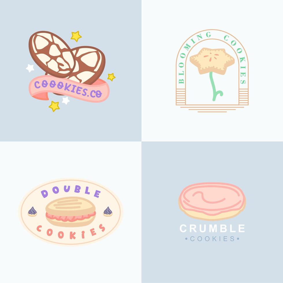 hand drawn cookies shop branding design vector