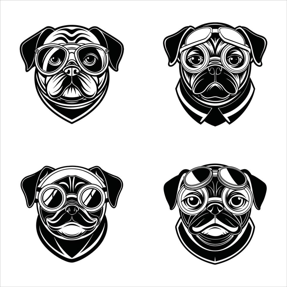 Stylized Pug with Sunglasses vector