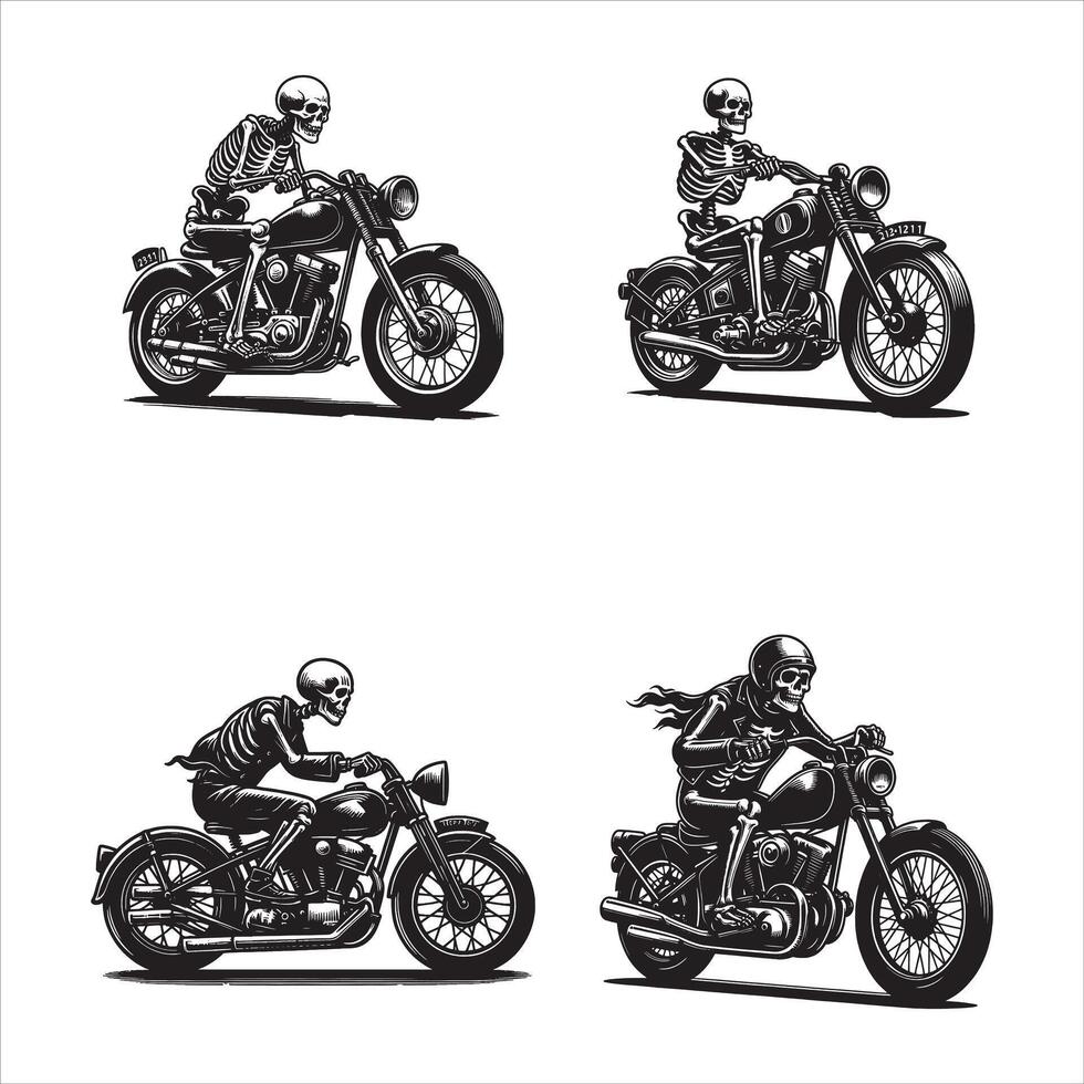 Biker s Fate Skull on a Motorcycle vector