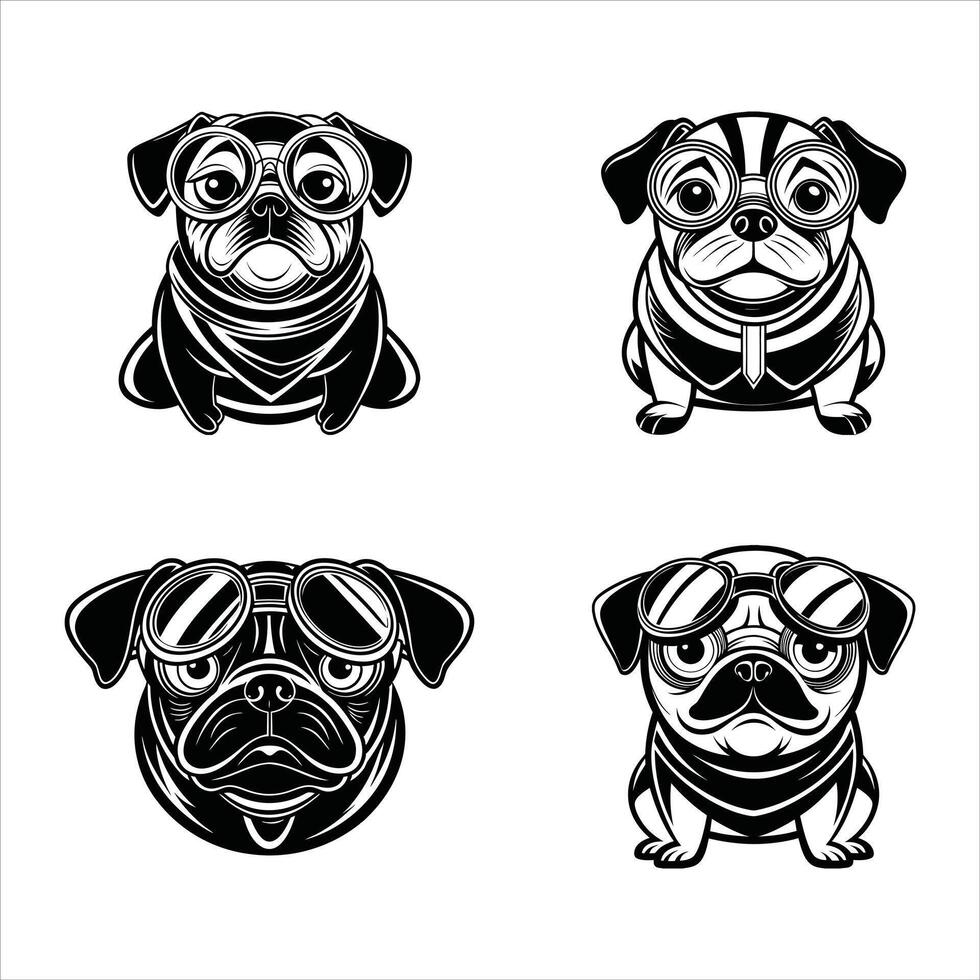 Aviator Glasses on a Pug vector