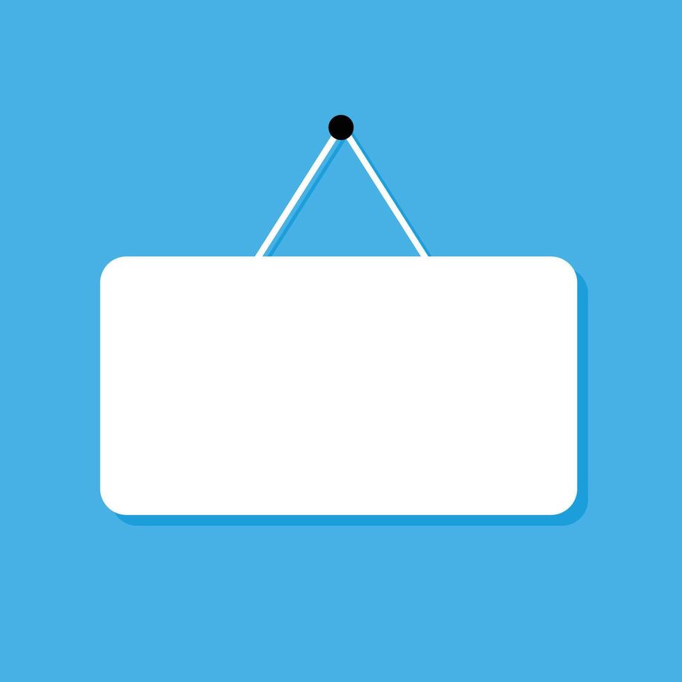 Flat blank signboard. Hanging white banner with place for text. vector
