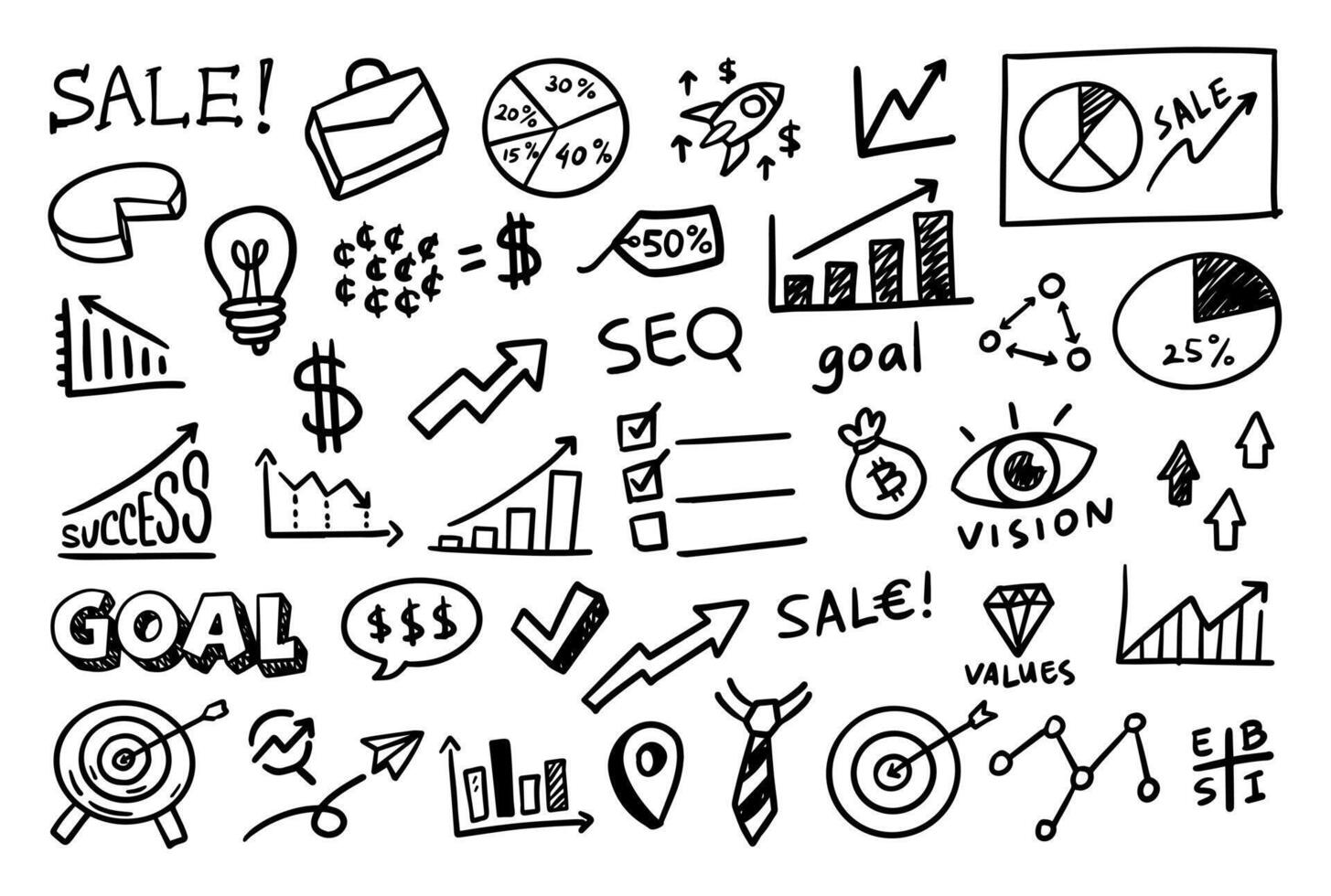 Business doodle handdrawn scribble vector