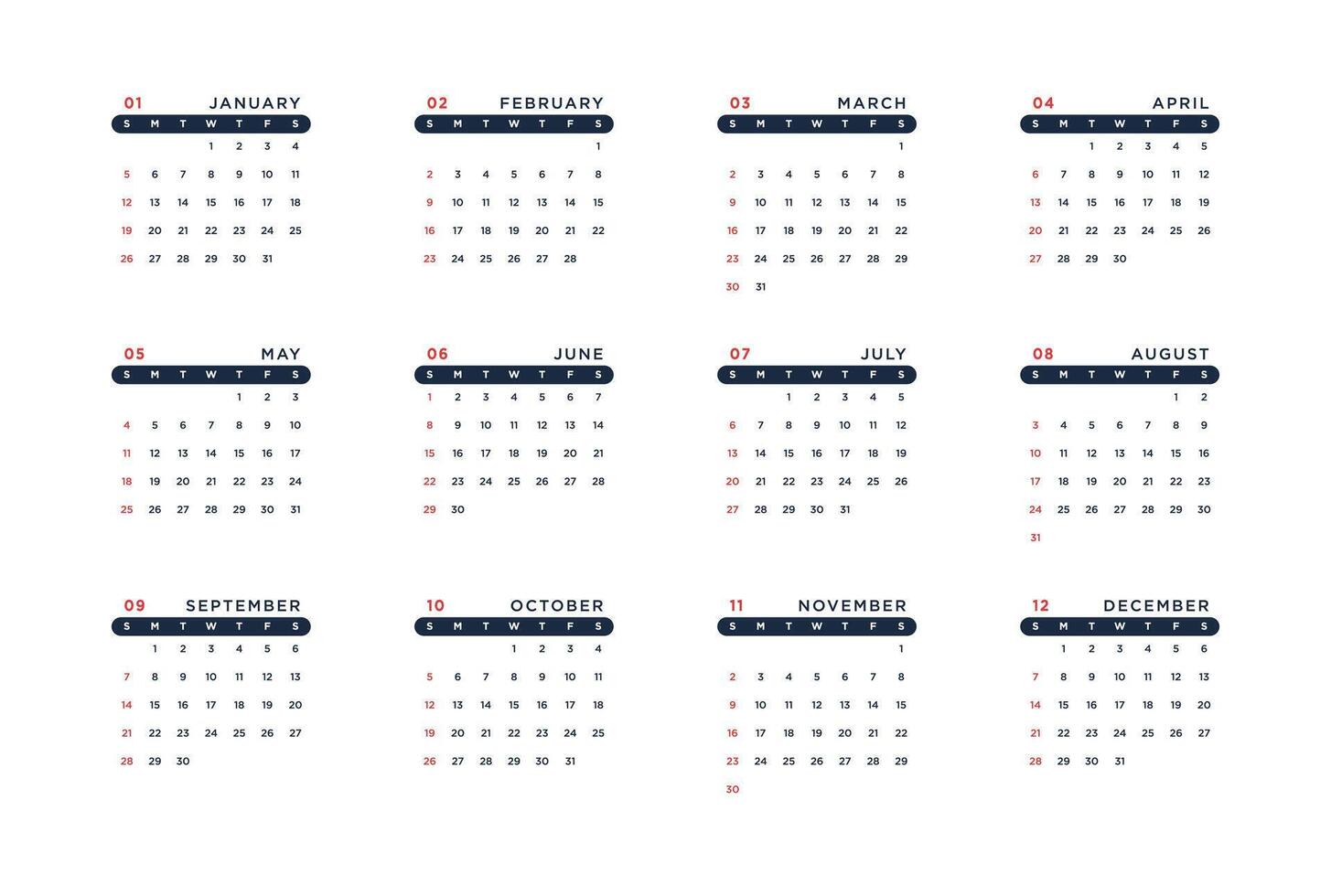 2025 Calendar Design minimalist modern vector