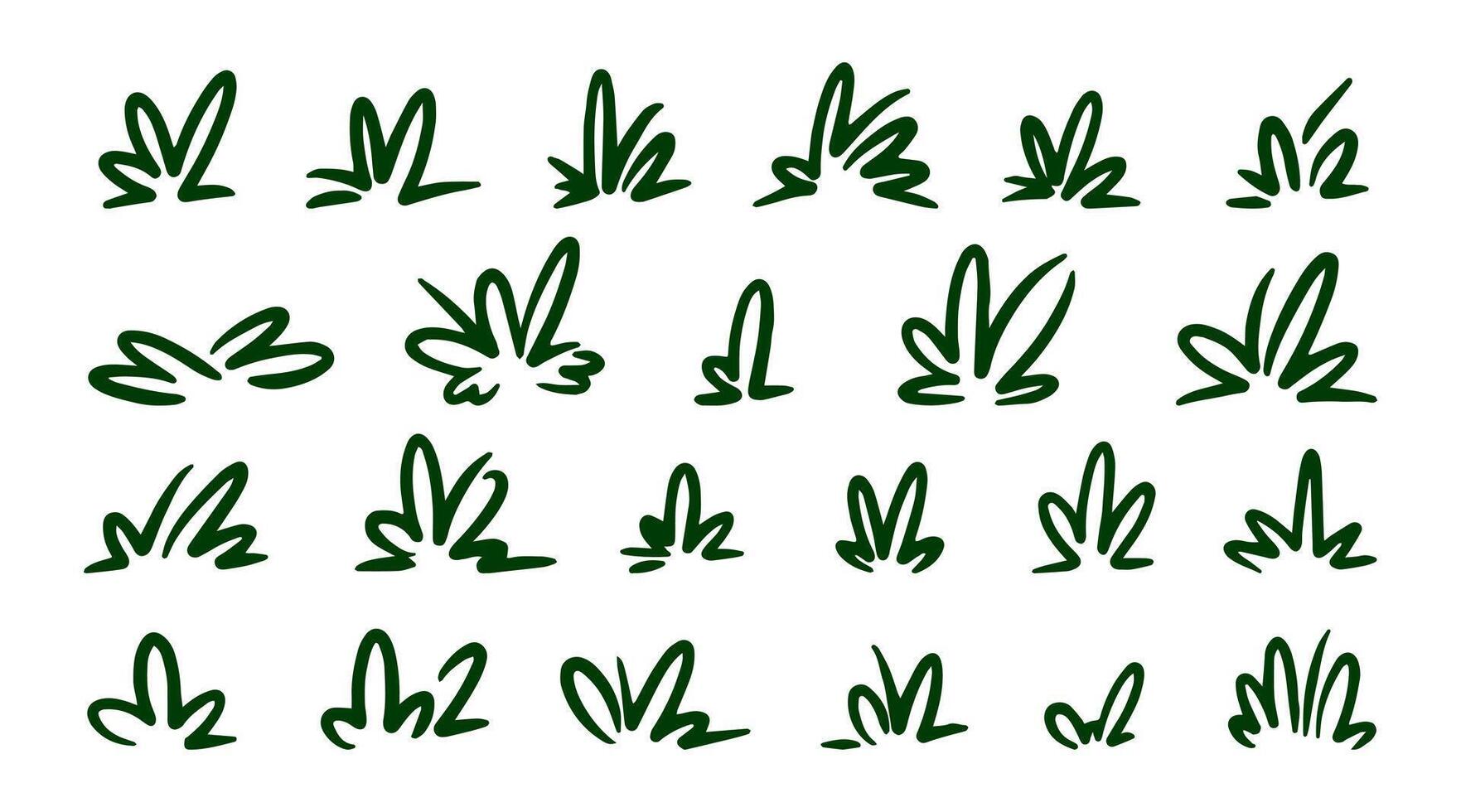 Handdrawn Grass Doodle Ink Pen Drawing Comic Element vector