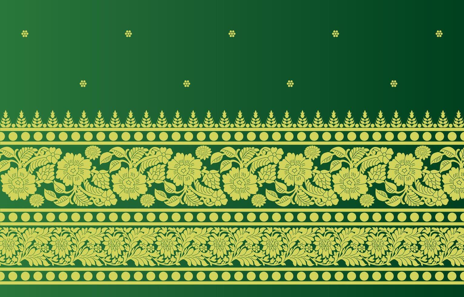 double floral border for sari design vector