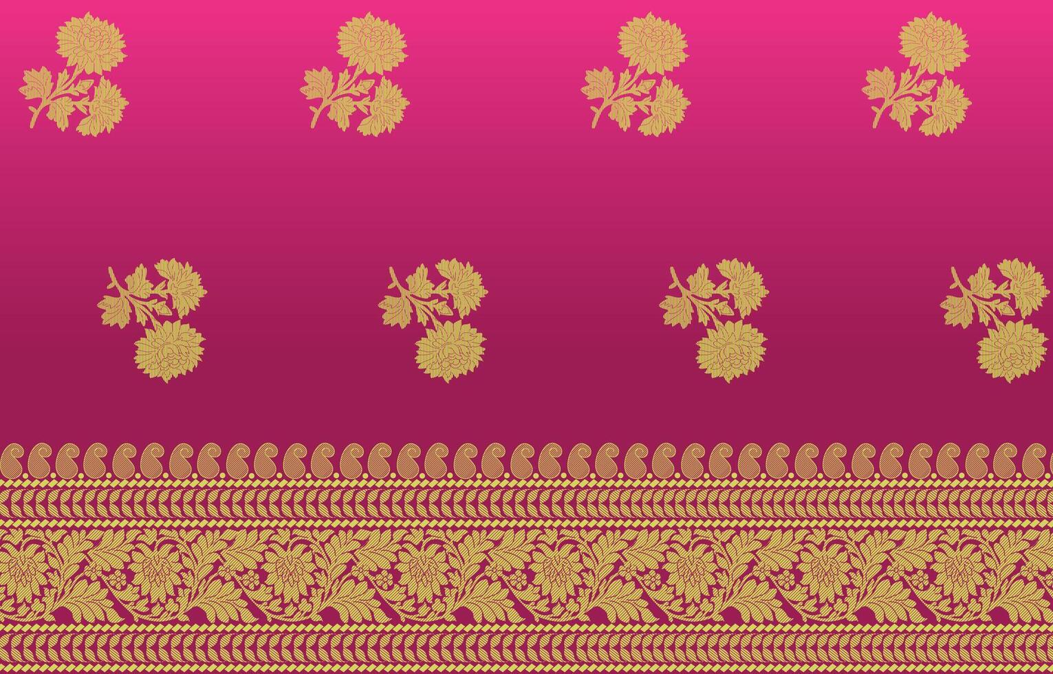 gold floral saree pattern vector