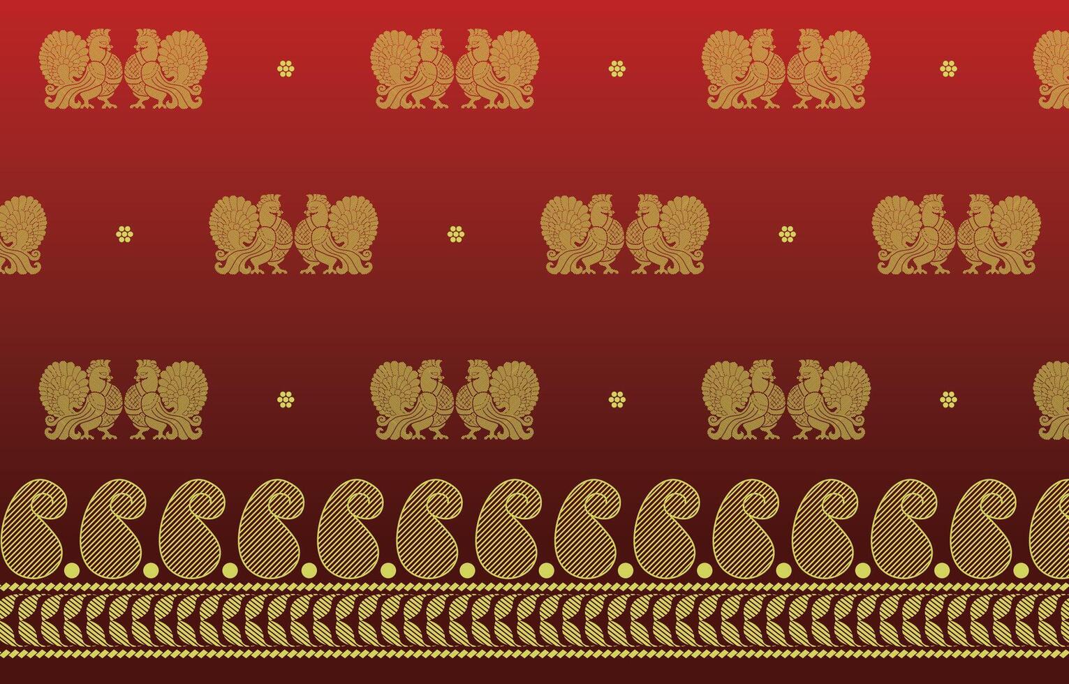 peacock pattern with the paisley border vector