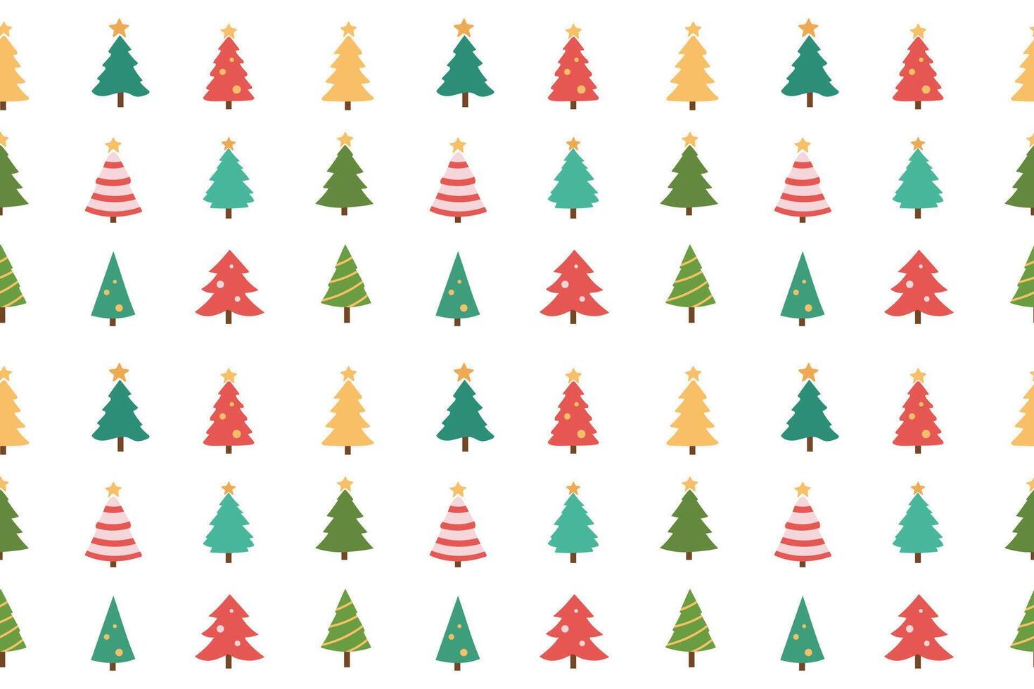 Seamless pattern with Christmas trees and stars. Flat illustration. vector
