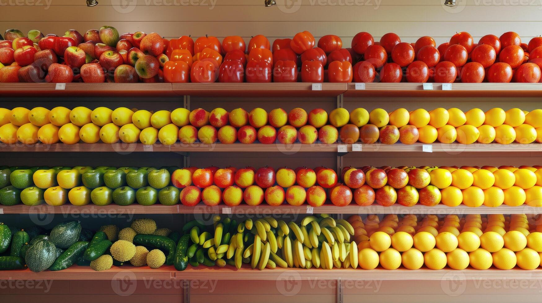 A shelf full of fruit and vegetables photo