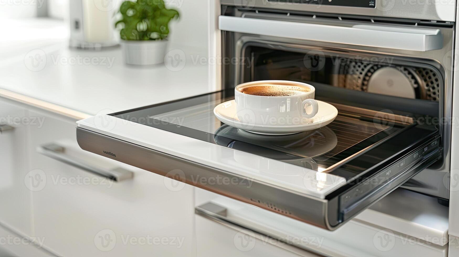 A coffee cup is sitting in the oven photo