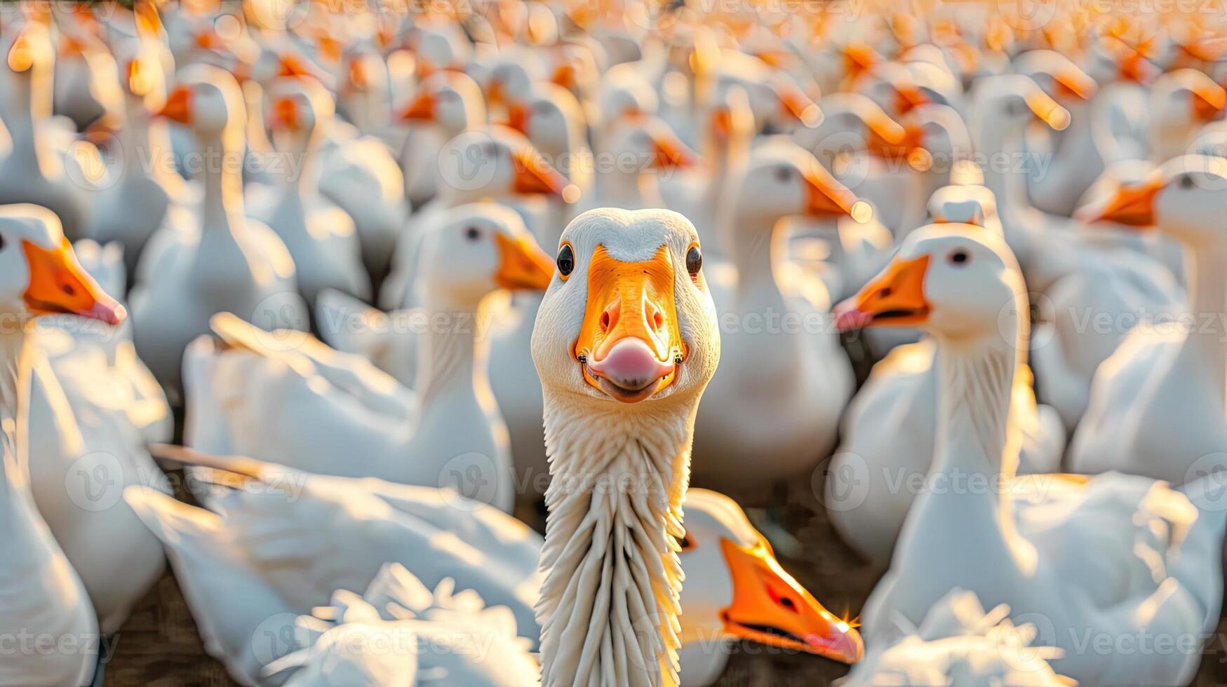 A flock of white ducks photo