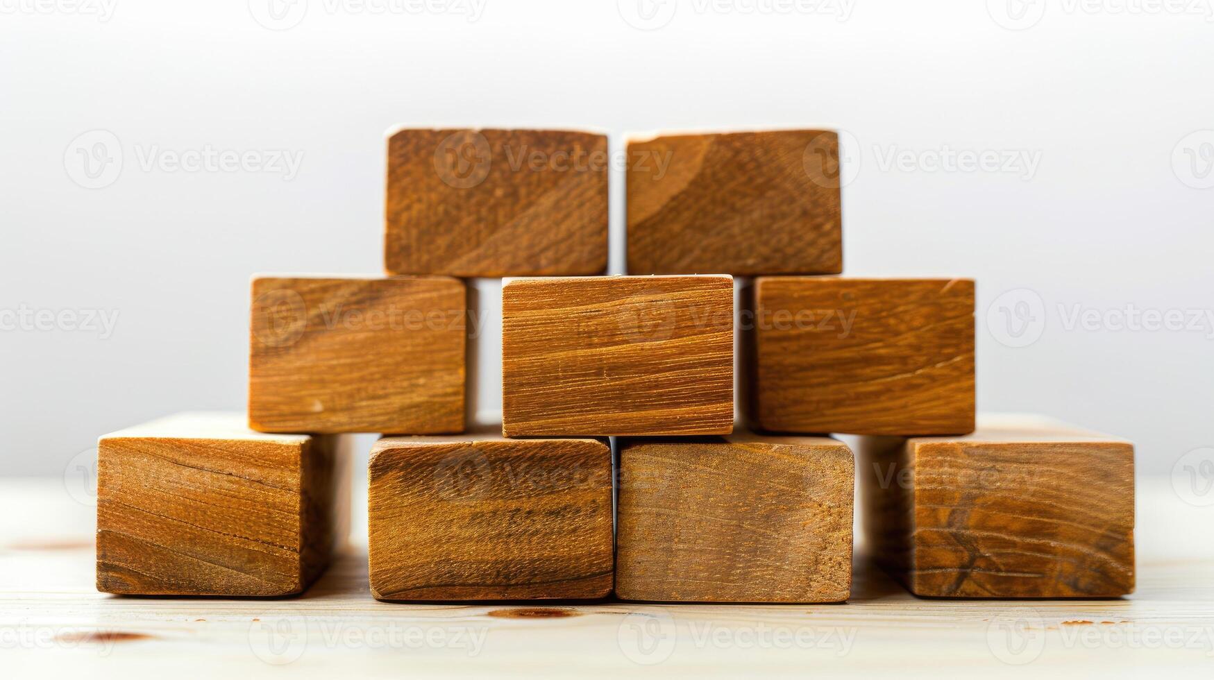 A pile of wooden blocks on a table photo