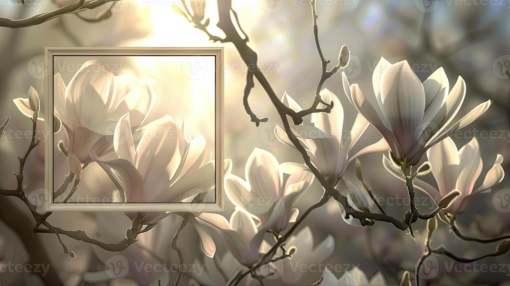 A frame with flowers in the background photo