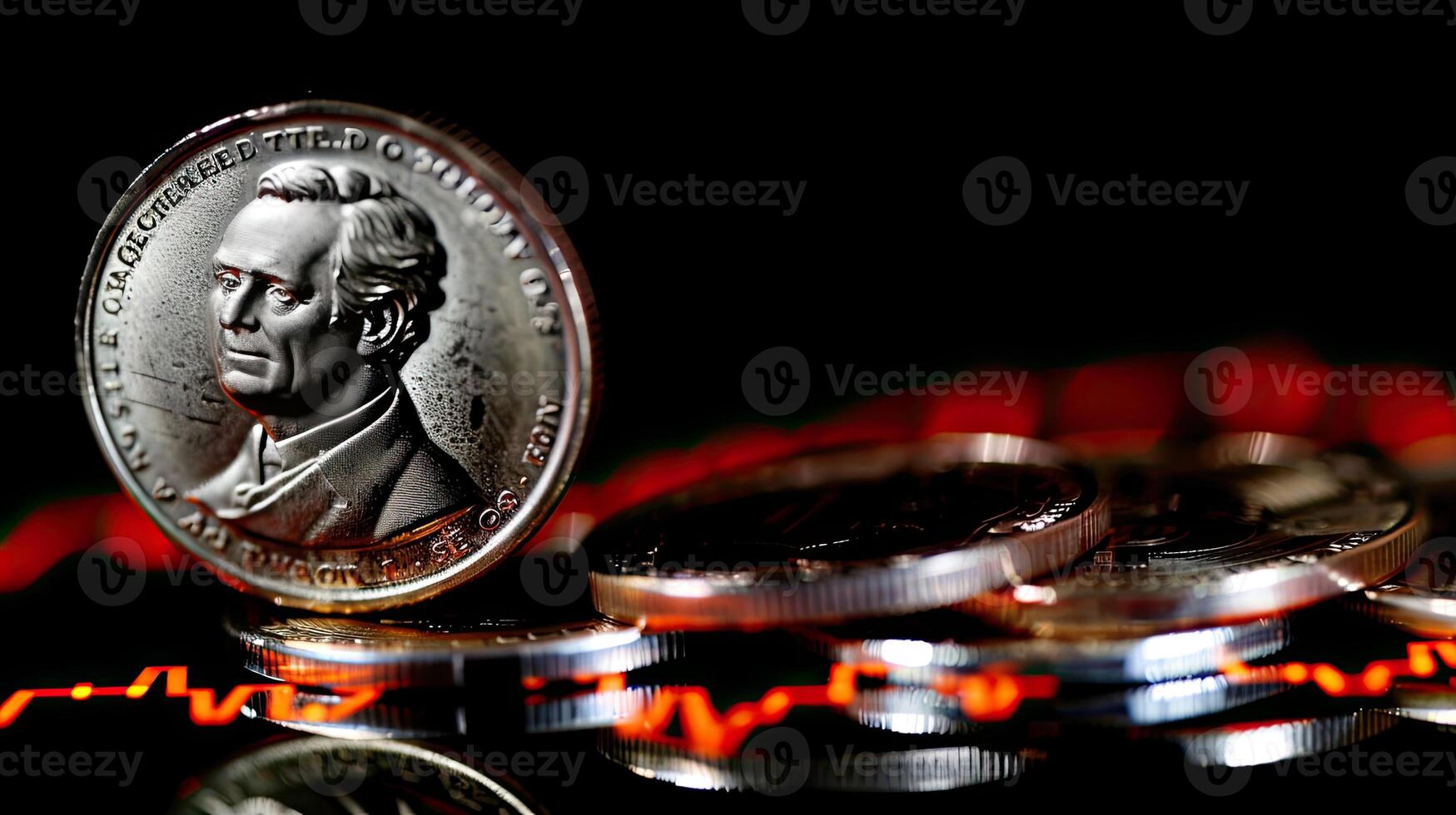 A coin with a portrait of president jimmy carter is sitting on top of a chart photo