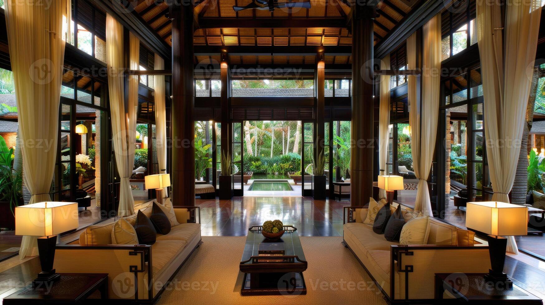 A large room with a lot of windows and a lot of furniture photo