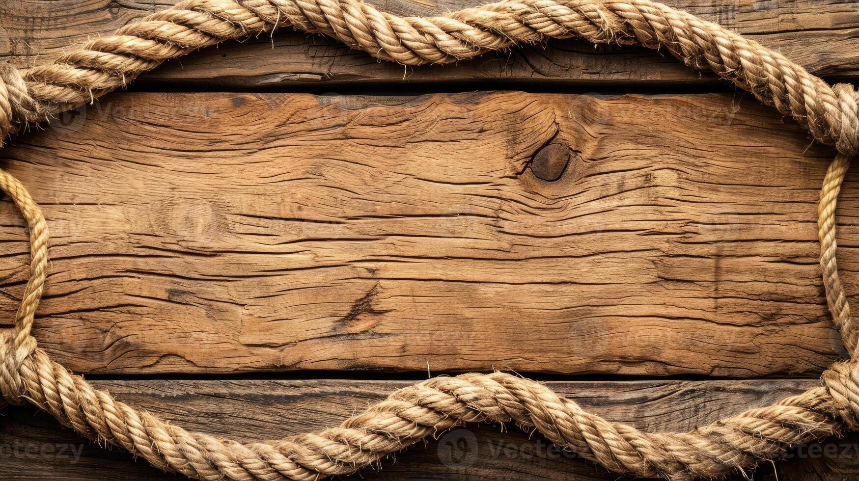 A rope on a wooden background with a wooden frame photo