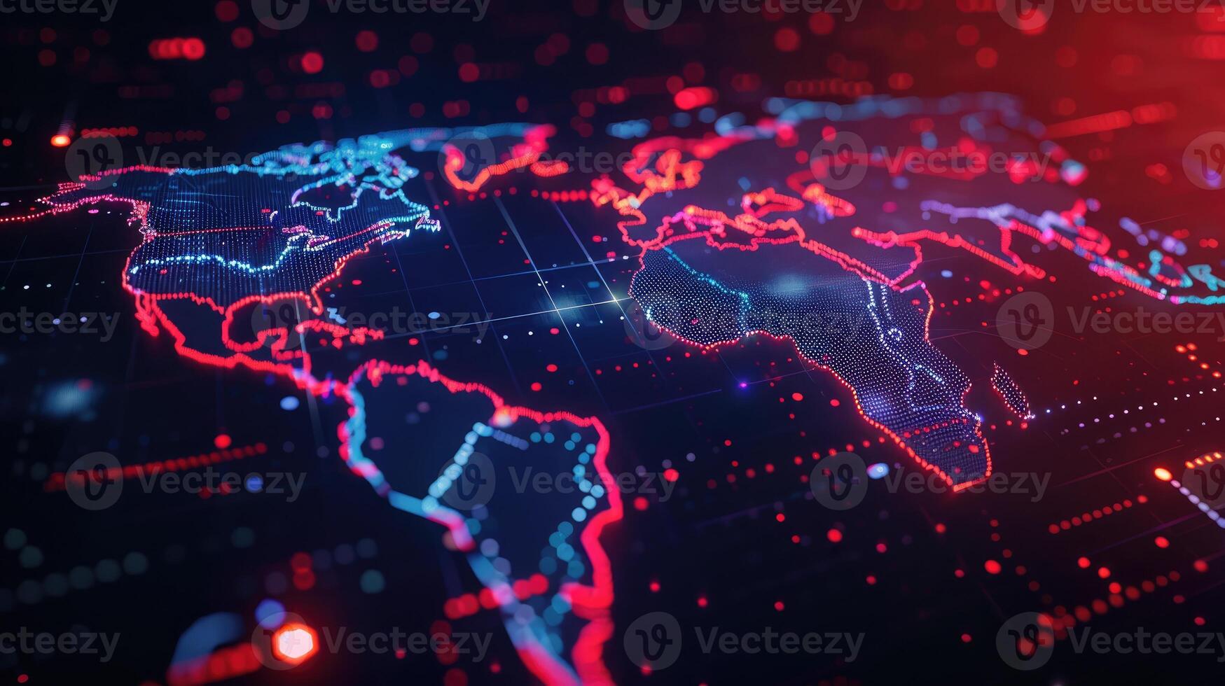 World map with red and blue lines photo