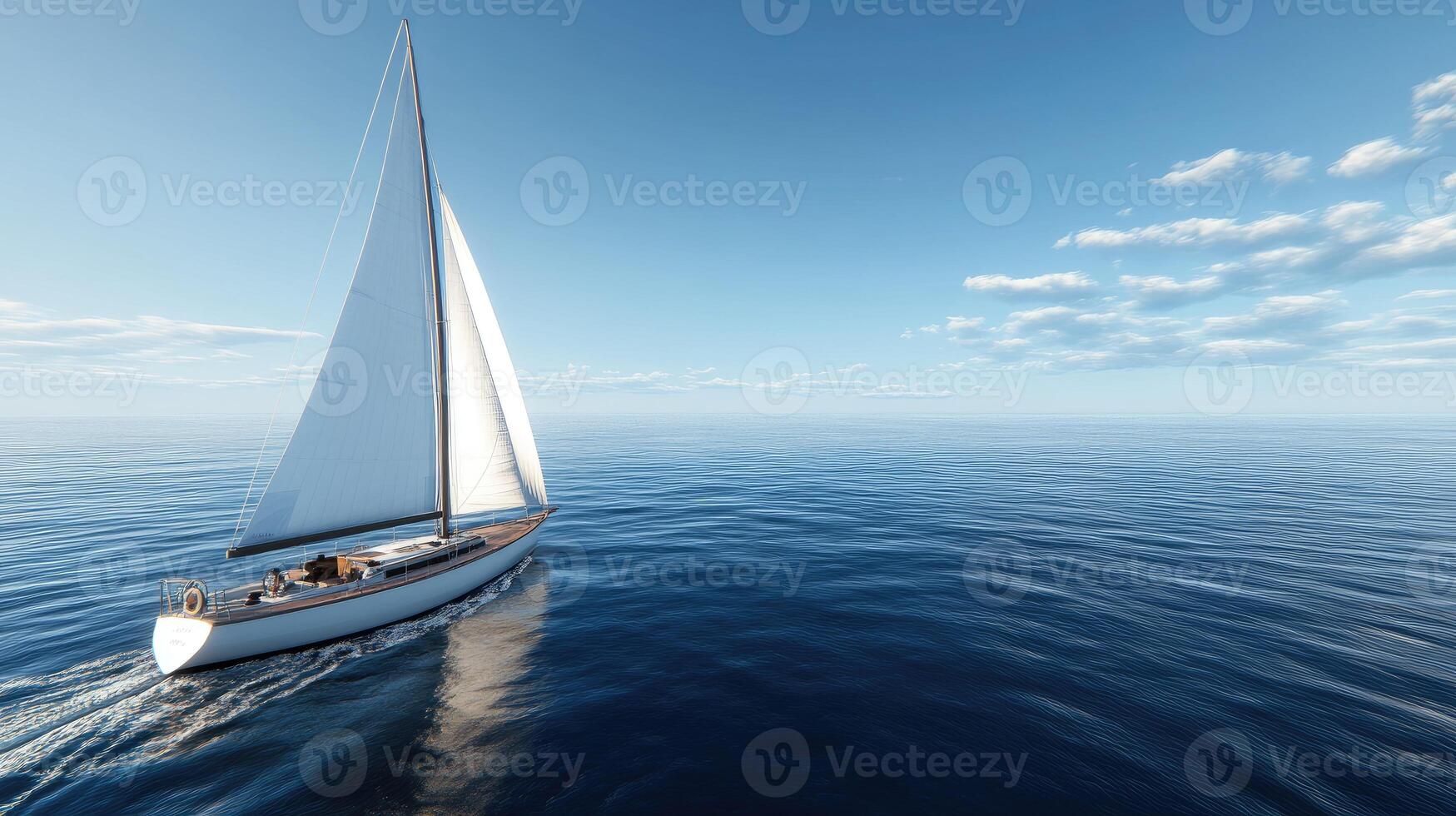 A sailboat is sailing in the ocean photo