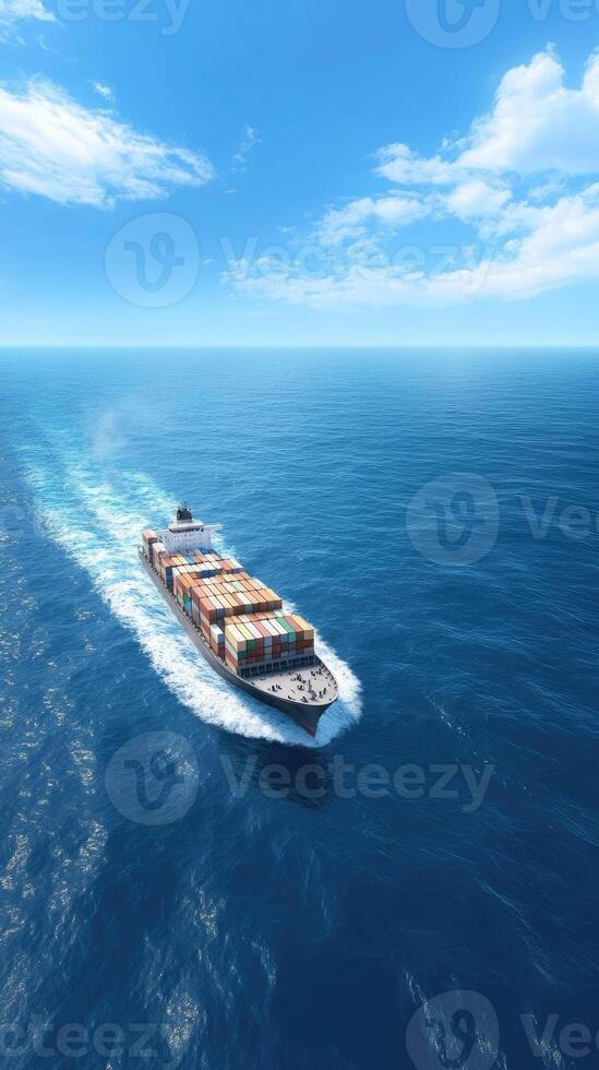 A container ship traveling across the ocean photo