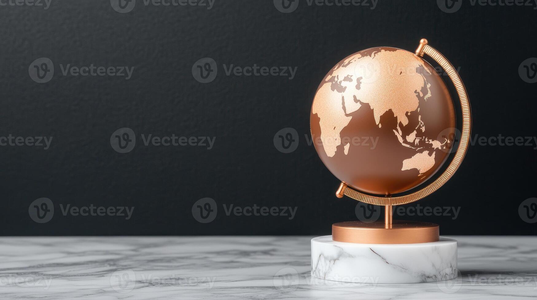 3d render of a globe on a marble stand photo