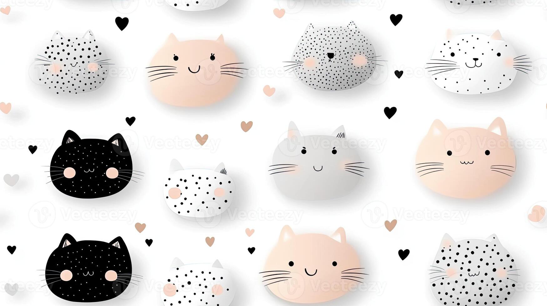 A pattern with cats and hearts on it photo