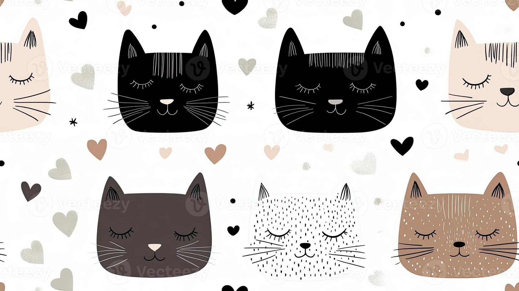 A pattern with cats and hearts on it photo