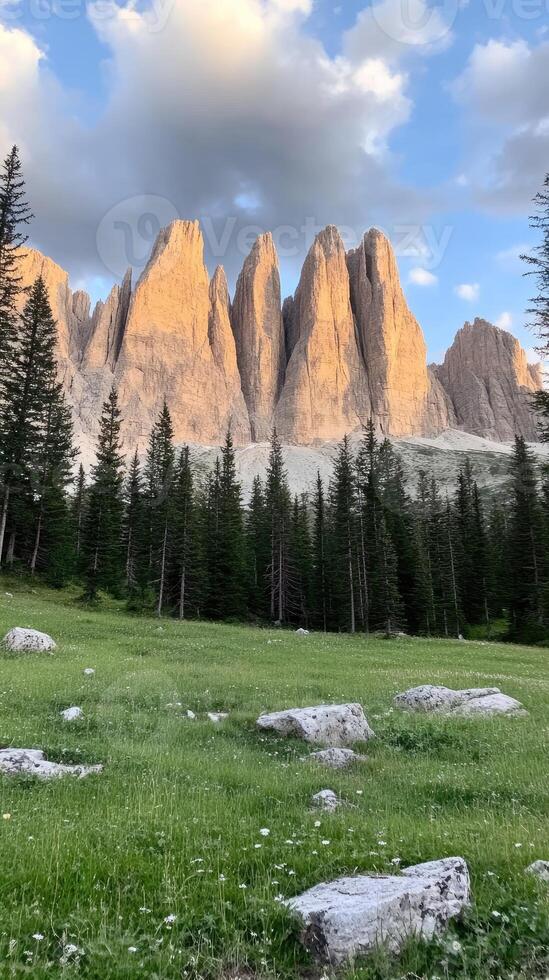 The dolomites in the sunset photo
