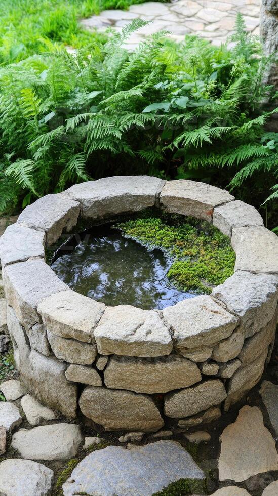 A stone water fountain photo