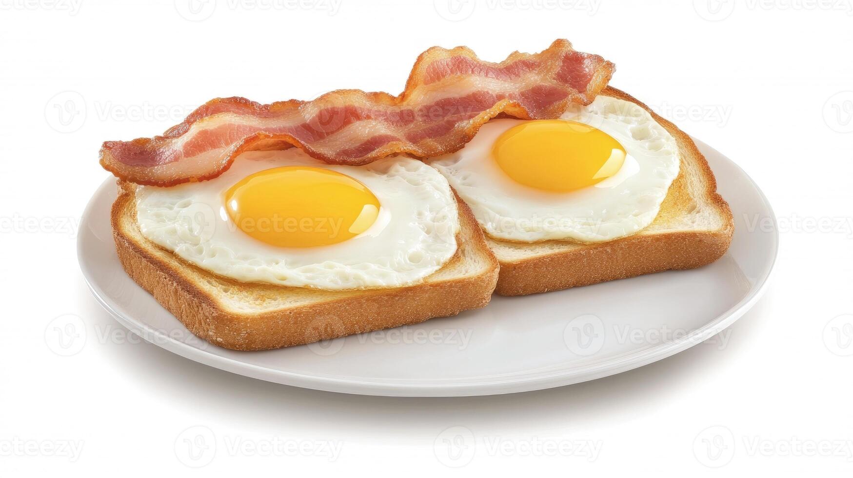 Two eggs and bacon on toast photo