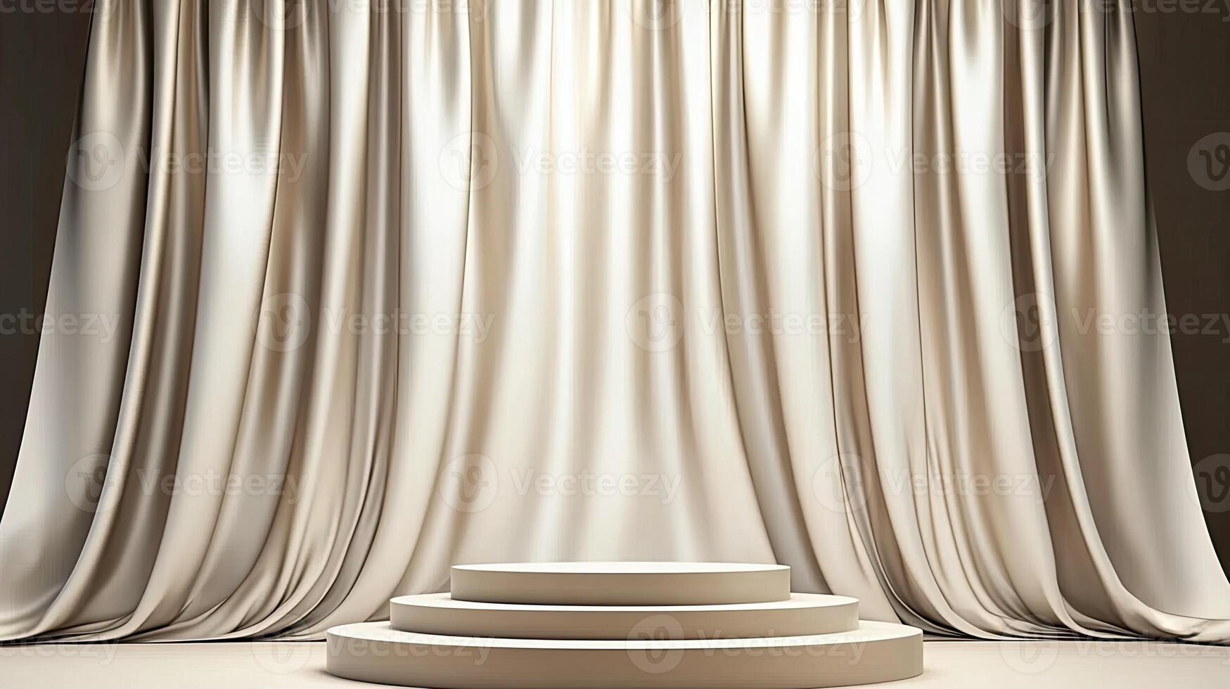 A stage with a podium and a curtain photo