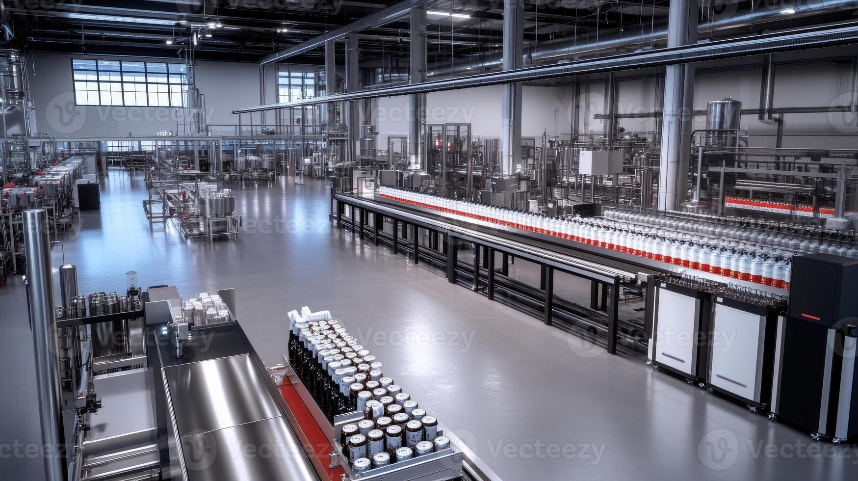 A factory with lots of machines and bottles photo