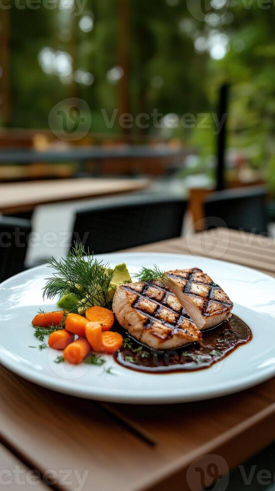 A plate of food on a table photo