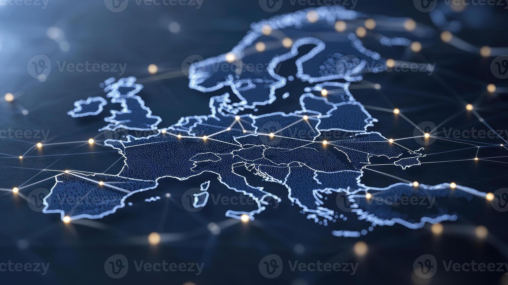European union map with connected network concept photo
