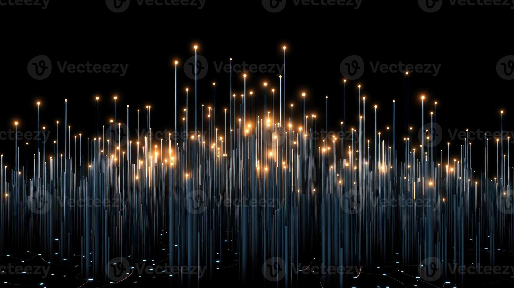 A glowing line of lights on a black background photo