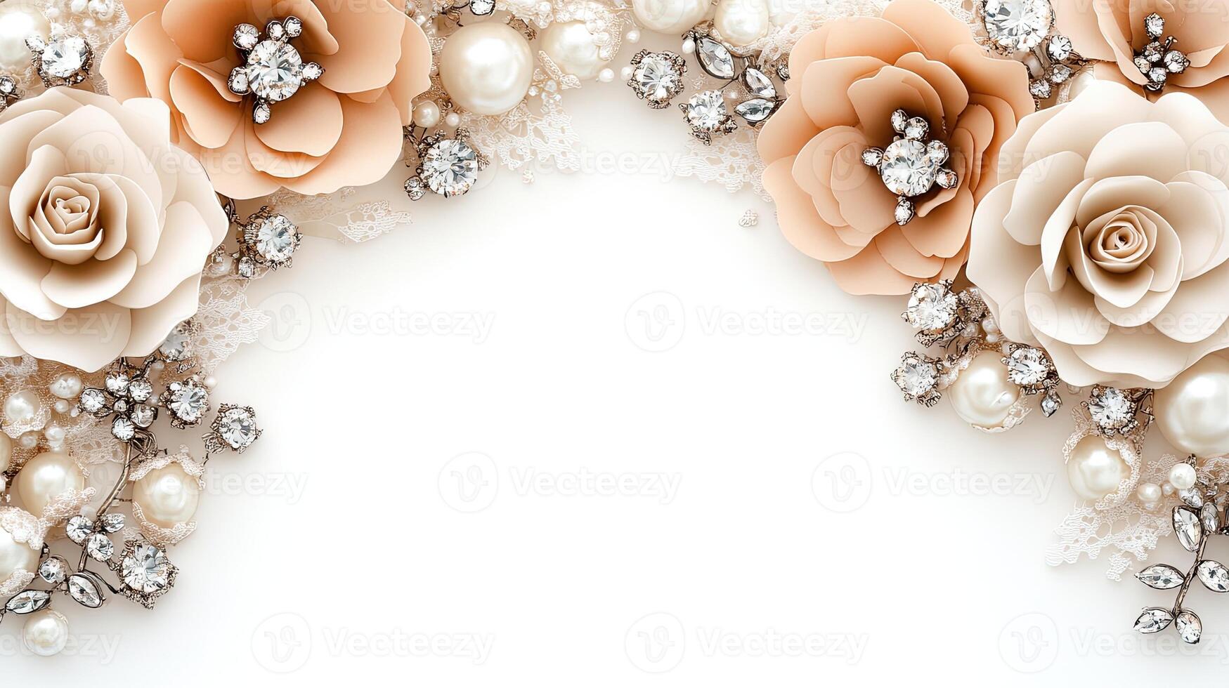 Wedding background with pearls and diamonds photo