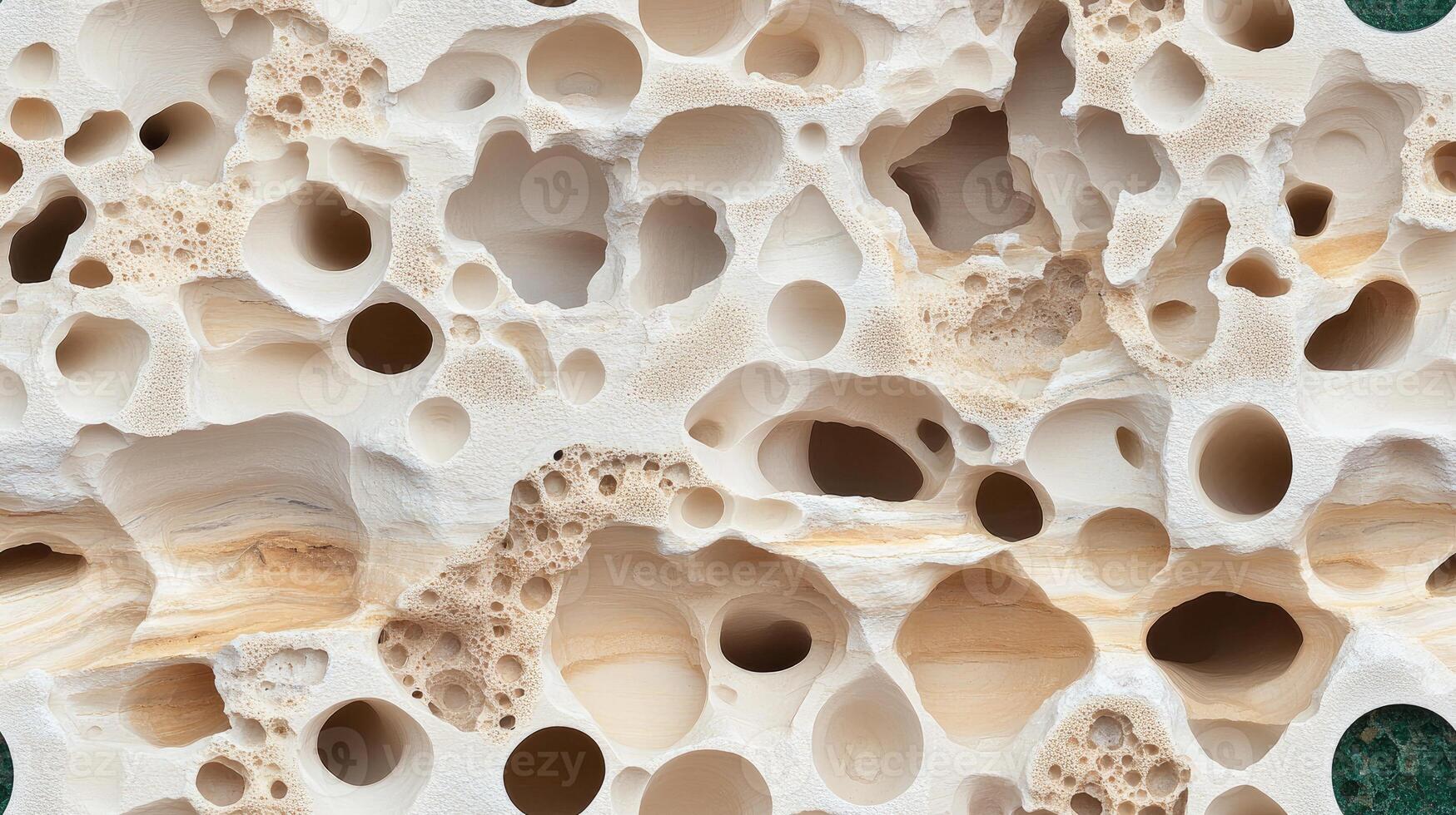 A close up of a piece of bone with holes photo
