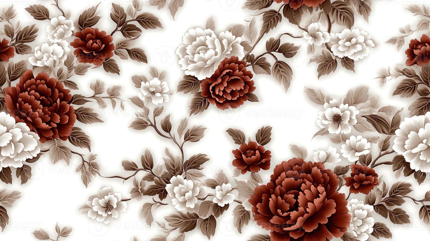 A floral pattern with red and white flowers photo