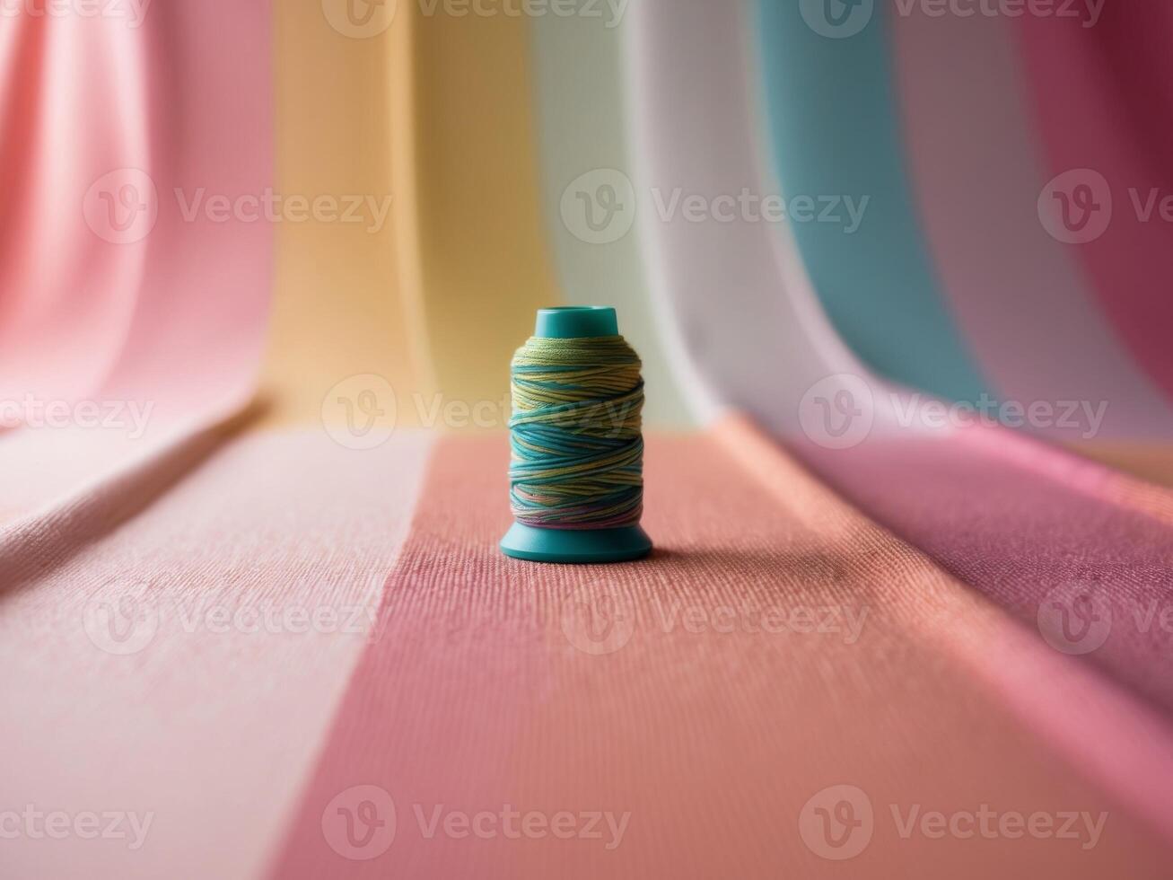 A spool of thread on a colorful background photo