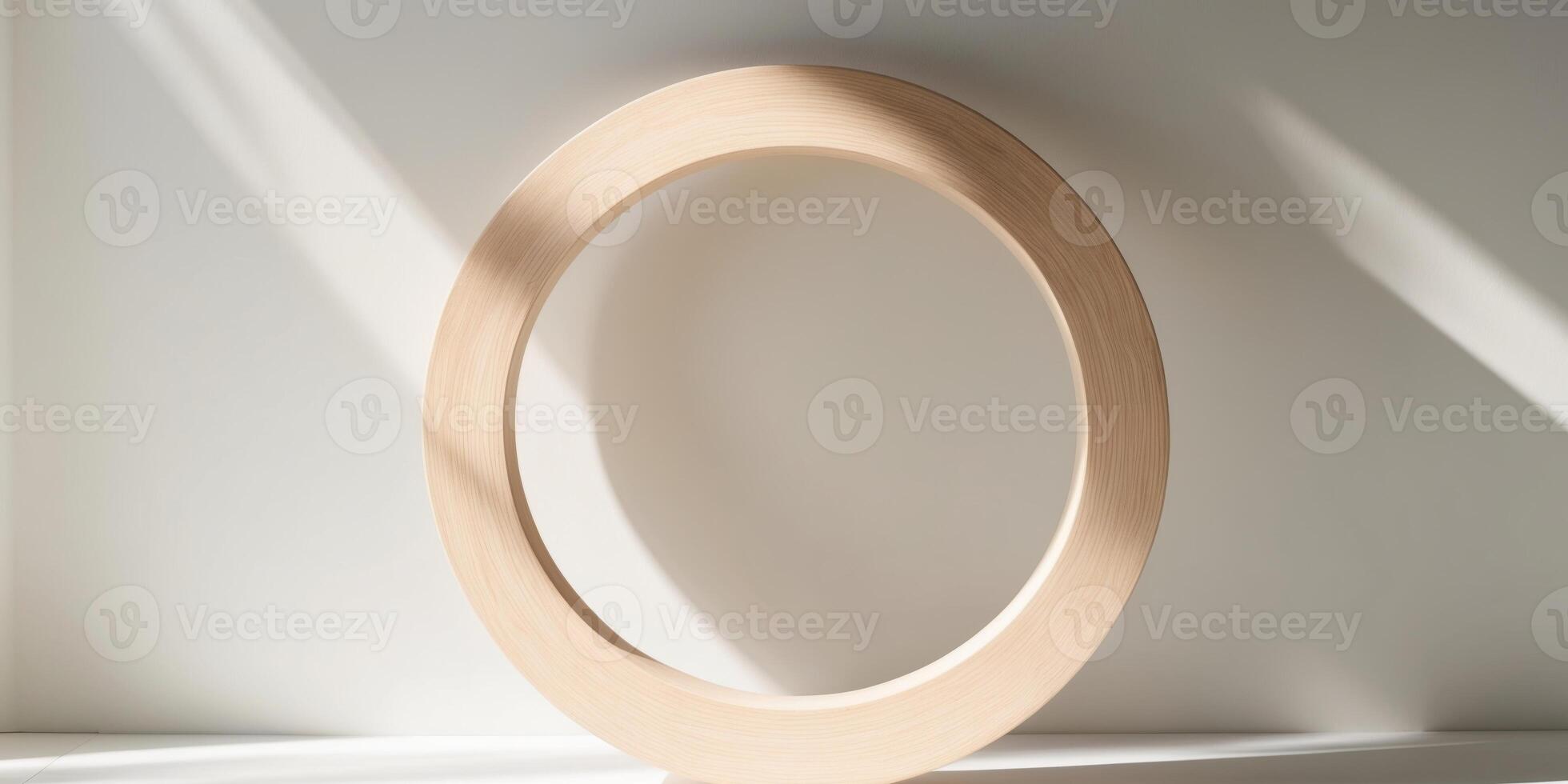 A wooden circle with a hole in the middle. photo