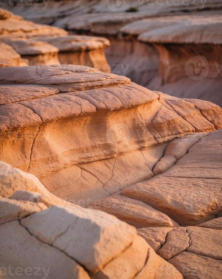 Abstract representation of sandstone textures in warm colors from a canyon in early morning light photo