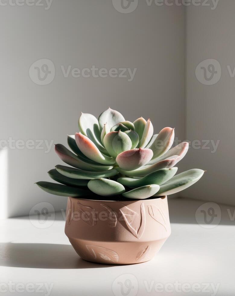 Vibrant Succulent Plant in a Stylish Decorative Pot Design photo