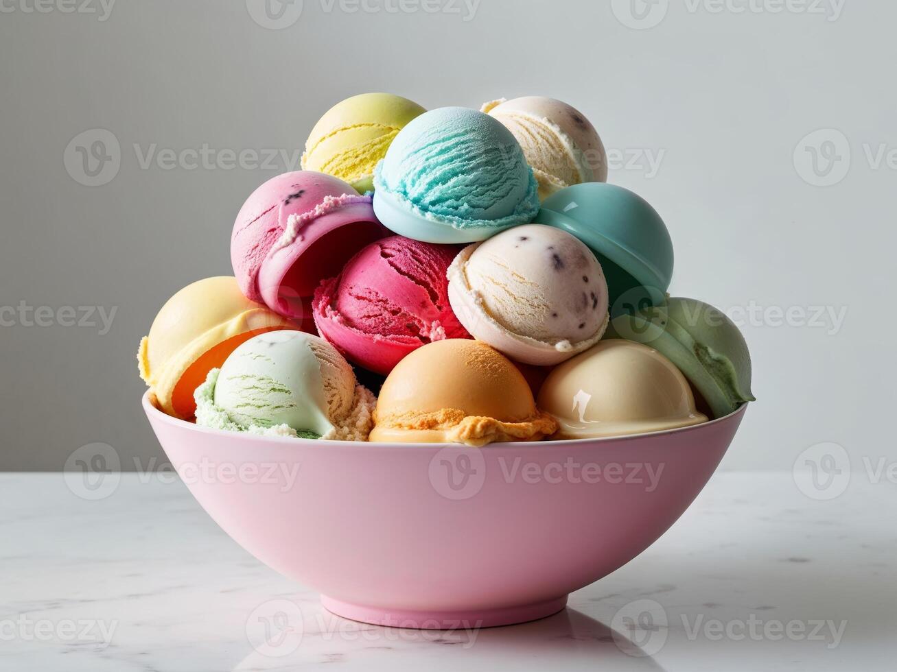 Colorful Bowl of Assorted Ice Cream Scoops photo