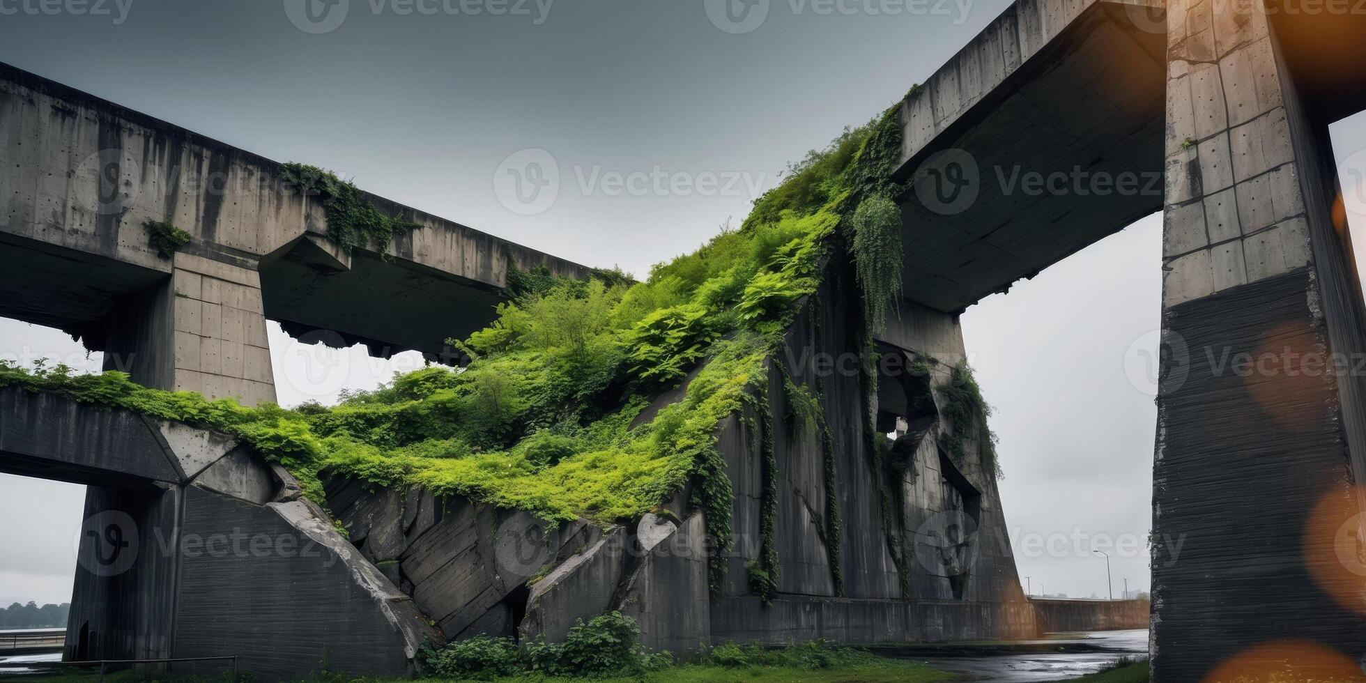 A bridge that is covered in vegetation photo