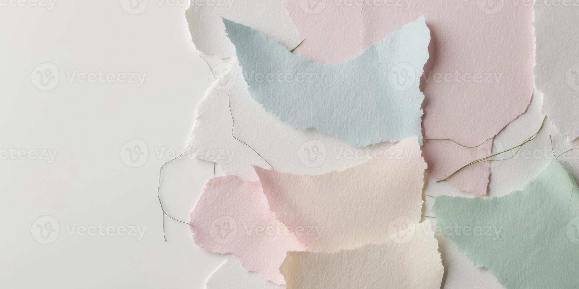 Torn pastel paper layers create textured abstract background photo