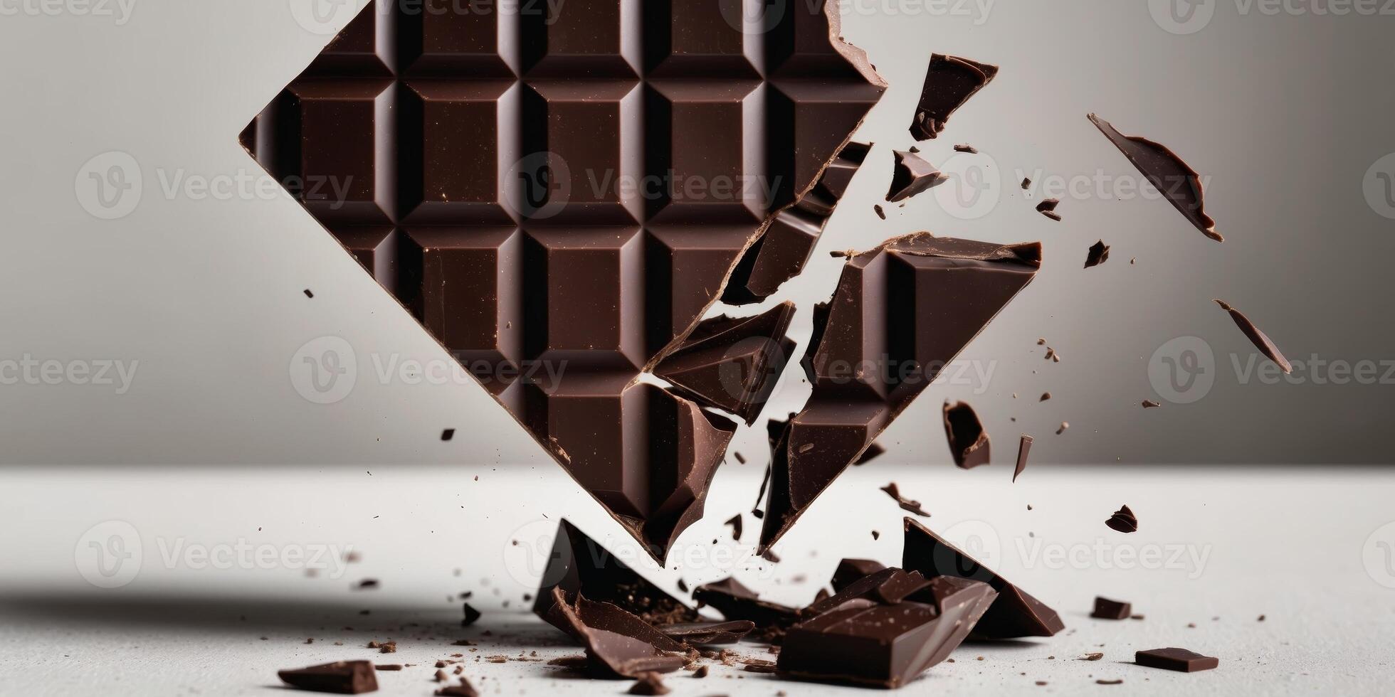 Striking Macro Shot of a Chocolate Bar Breaking Apart photo